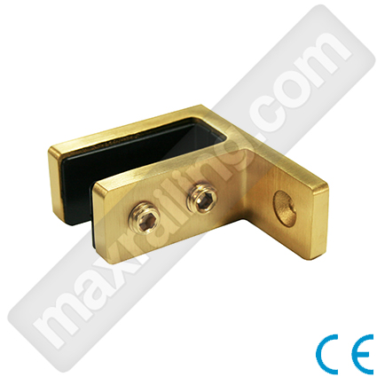 Връзка към стена за стъкло от 12мм. до 15мм. Неръждаема стомана AISI 316. Златен сатениран.